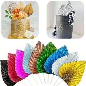 Glossy Palm Spear Paper Leaf Cake Decoration