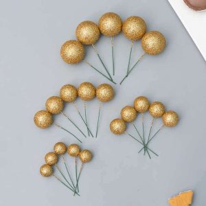 Glitter Gold Faux Balls Cake Decorations - 20pcs