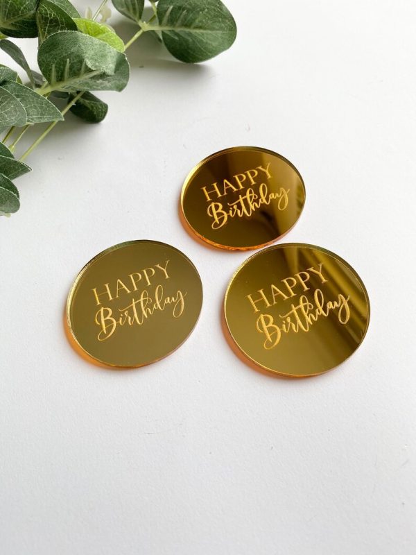 Round Happy Birthday Cup Cake Disk - 3 pcs