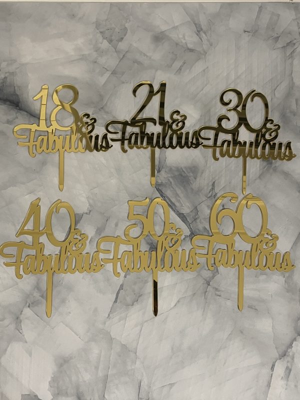 12cm Thick Acrylic Fabulous Number Cake Topper