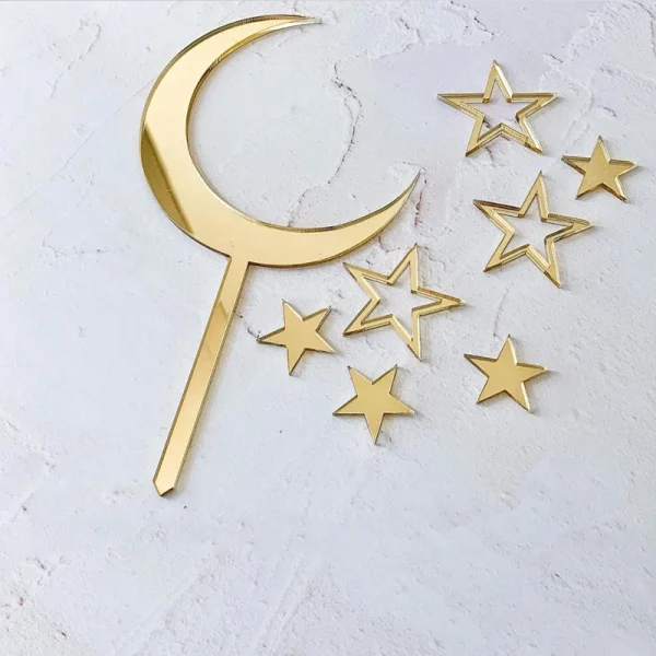 MOON STAR ACRYLIC CAKE TOPPER SET