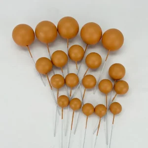 Warm Brown Faux Balls Cake Decorations - 20pcs