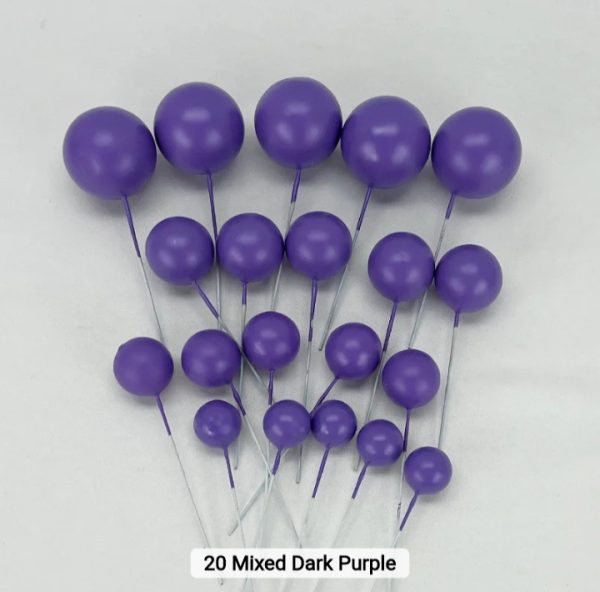 Purple Faux Balls Cake Decorations - 20pcs
