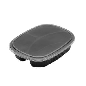 3 Division Oval Meal Tray Incl Lids