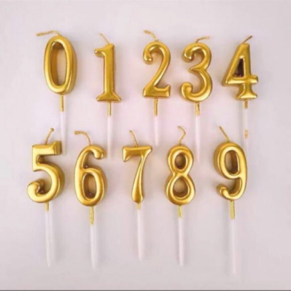 Gold Number Decorating Candles