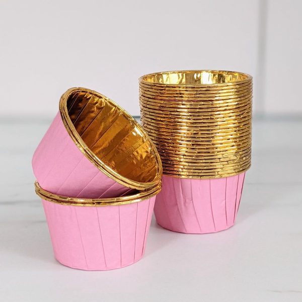 Pink Round Foil Cup Cake Liners