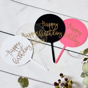Round Happy Birthday Cake Topper
