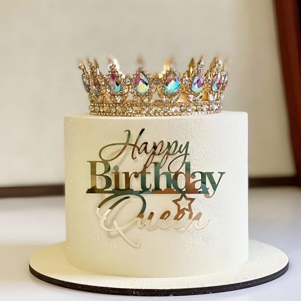 10cm Gold Happy Birthday Queen Charm