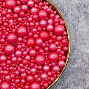 50g Red Mixed Size Sugar Pearls